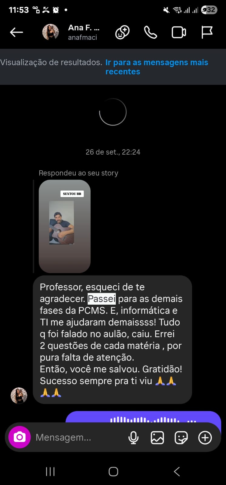 Print de conversa: Ana F. – PCMS
